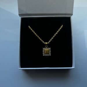 16” 18K Gold plated initial “T” Letter Icy Pendant Necklace Women’s gift